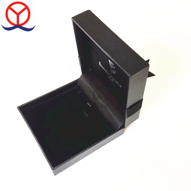 Black Hardcase Texture Jewelry Packaging Leather Box For Necklace With Ribbon