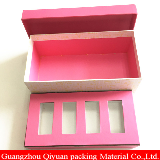 Pink Print Cardboard Paper Small Shot Glass Storage Box With Inner Tray