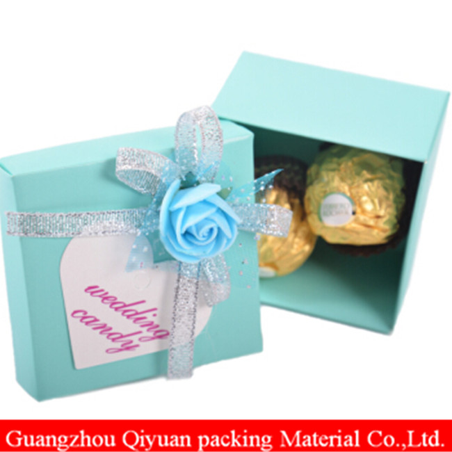 2018 A5 Size Art Paper Custom Design Rigid Chocolate Gift Packaging Carton Box With Silk Ribbon