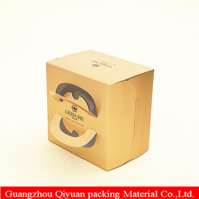 Custom Golden Paper Luxury Giant Cupcake Box Single With Die Cut Handle