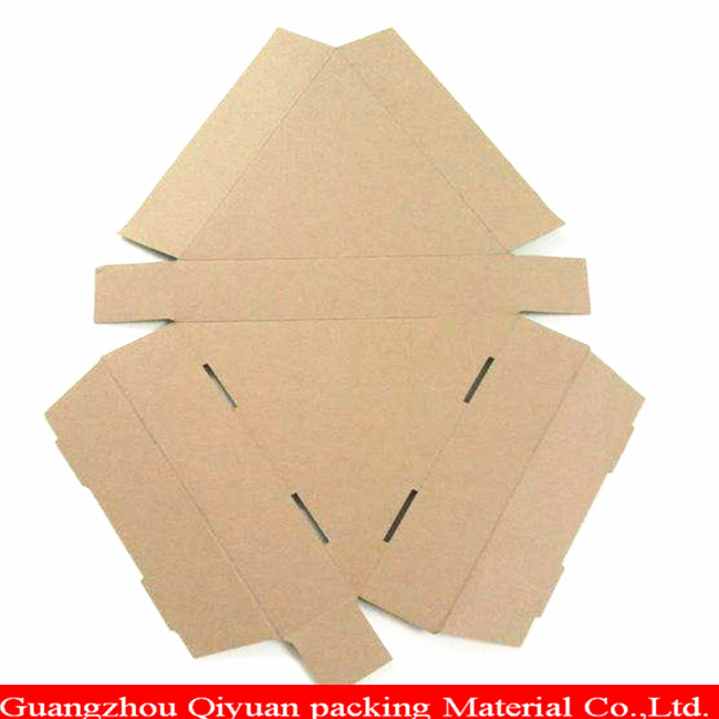 Food Grade Corrugated Paper No Print Brown Color Recycle Take Away Triangle Cake Box With Die Cut Handle