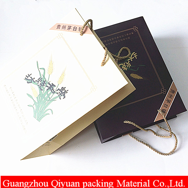 Qiyuan High quality printed paper wine gift raw materials of paper bag with custom logo
