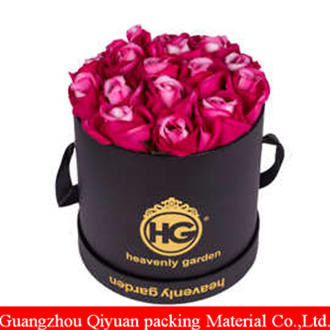 2018 Large Hat Custom Design Rigid Black Matt Gift Packaging Round Flower Box