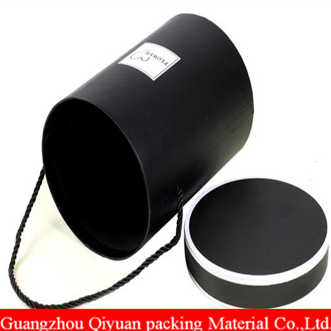 2018 Large Hat Custom Design Rigid Black Matt Gift Packaging Round Flower Box
