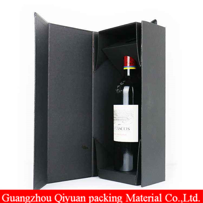 2018 Popular Promotion Custom Design Book Shaped Cardboard Black Wine Paper Box ,Rigid Paper 1 Bottle Wine Gift Box