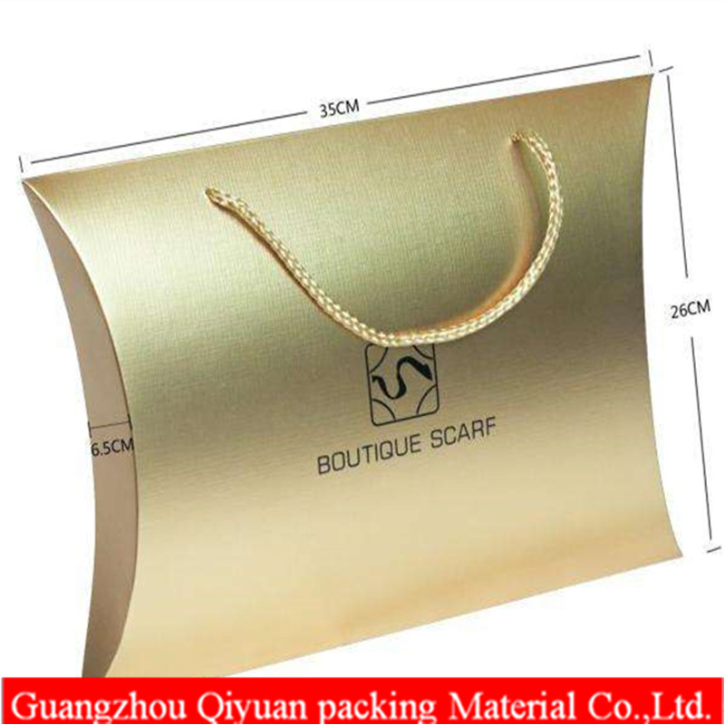 Large Custom Design Golden Paper Luxury Gift Hair Extensions Pillow Packaging Box Wholesale