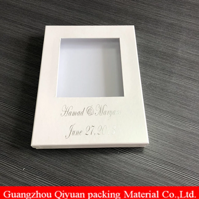 2018 A4 Size Custom Logo Hand Made Rigid Paper White Cardboard Gift Box With Window