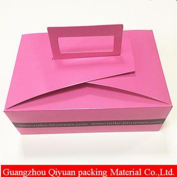 New product Custom size printed paper pink cake packaging box with handle