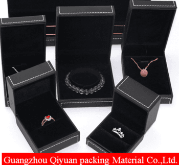 China High End Luxury rigid custom black pu leather indianJewelry gift box