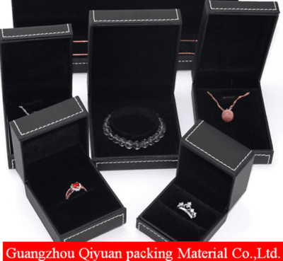 China High End Luxury rigid custom black pu leather indianJewelry gift box