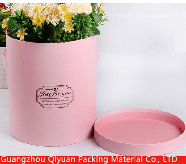 Custom cylinder round rigid cardboard gift flowers delivery box with ribbon supplier