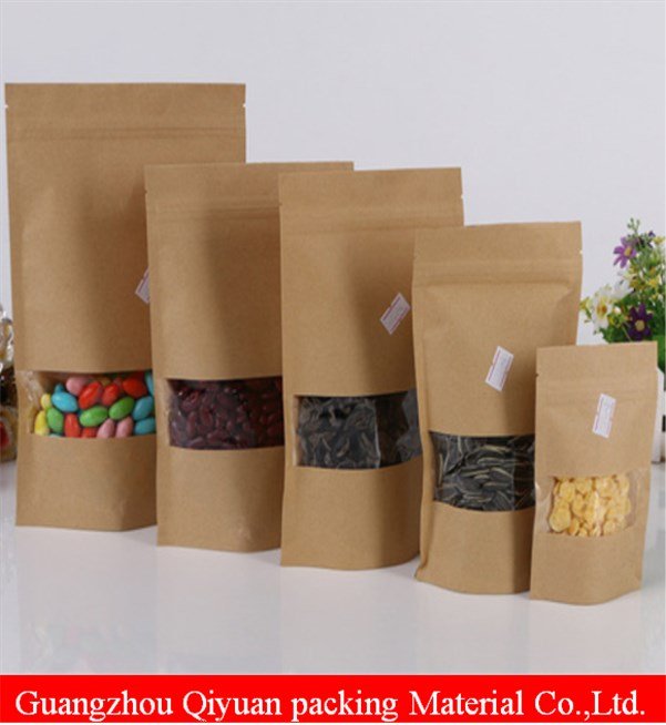 High quality paper food packing bag with window
