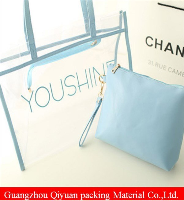 Hot!! Clear matte plastic shopping bag with customized logo and zipper