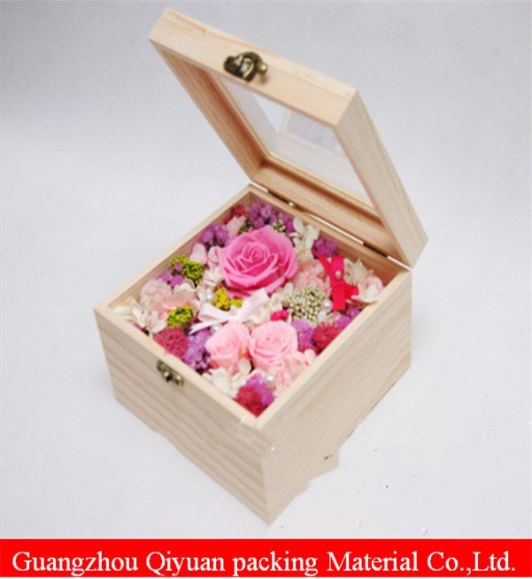 Wood flower packing box /planter box with window