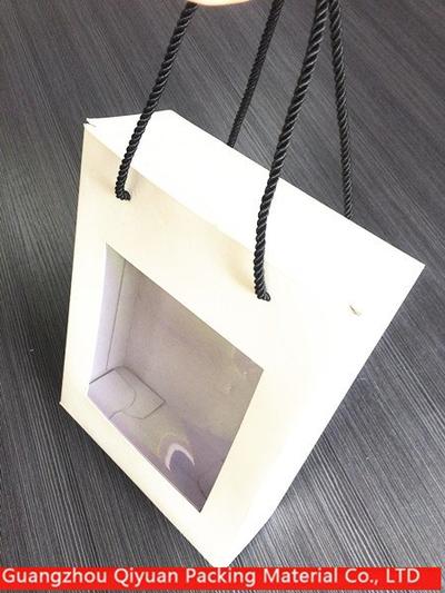 white kraft paper bag with clear window