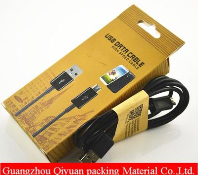 Hot Sales color printing paper packaging USB cabel box with plastic tray