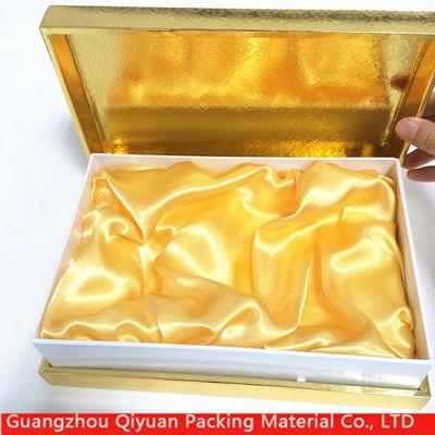 Printed cosmetic decorative golden silk satin lined gift boxes