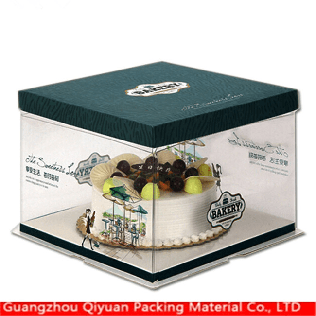 Color cover stamping hot selling clear tall cake box