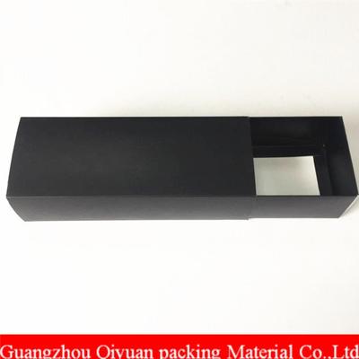 Matte Finished Black Paper Drawer Hair Extension Packaging Box With Satin