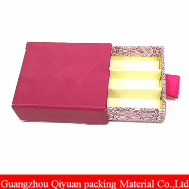 Red Color Simple Style Small Cardboard Sliding Gift Box With Ribbon