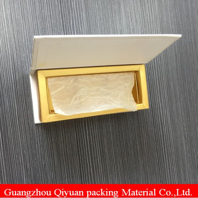 White Paperboard Hot Foil Gold Paper Inside Chocolate Cavity Box For Wedding Invitation