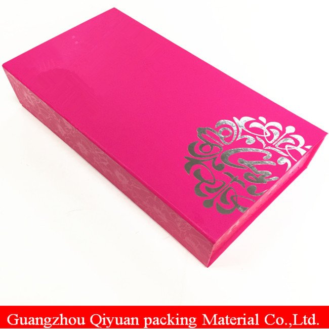 Pink Colour Silver Logo Cardboard Book Shaped Handmade Paper Gift Box