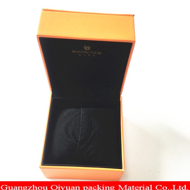 High quality custom paper box suede material yellow jewelry box jewelry gift box