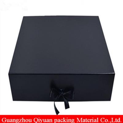 Magnetic Foldable Black Color Rigid Cardboard Paper Custom Book Shape Decorative Boxes Wholesale With Ribbon