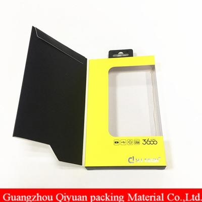 Electronic Industrial Used Power Bank Packaging PVC Hanged Lid Cardboard Paper Box With Window