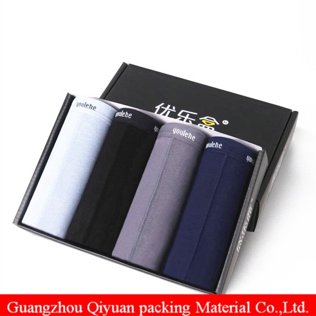 2018 Black Color Corrugated Print Mens Underwear Packaging Boxes, Custom Design Paper Underwear Packaging Box