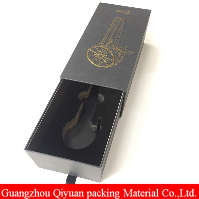 High Quality Rigid Cardboard Hot Stamping Black Matt Match Drawer Hand Made Paper Custom Souvenir Box For Trophy