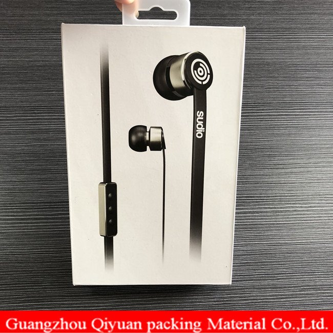 Wholesale Cardboard Clam shell Box Earbud Packaging,Custom Rigid Paper Box China Cheap Packaging