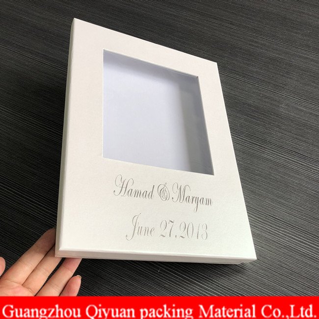 China Alibaba Custom Logo Cardboard Paper White Gift Box With Clear Lids For Baby Clothes