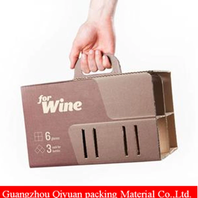 CMYK Colored Printed Different Sized Corrugated Paper Portable Gift Boxes For Wine Glass
