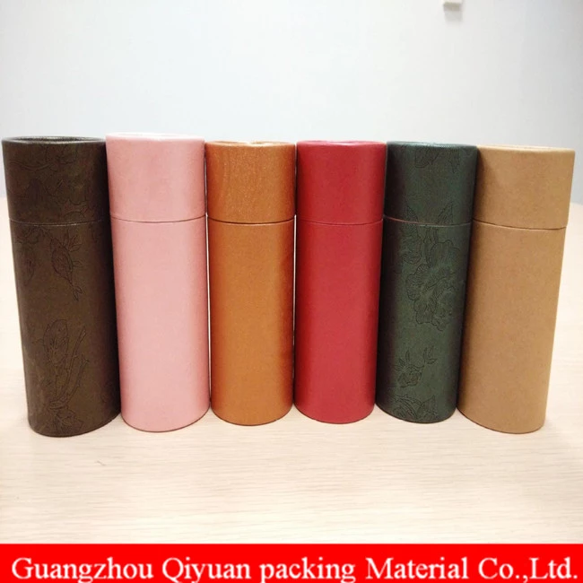 2018 Recycle Cardboard Embossing Round Hat Paper Tube Pre Wrapped Red Gift Boxes