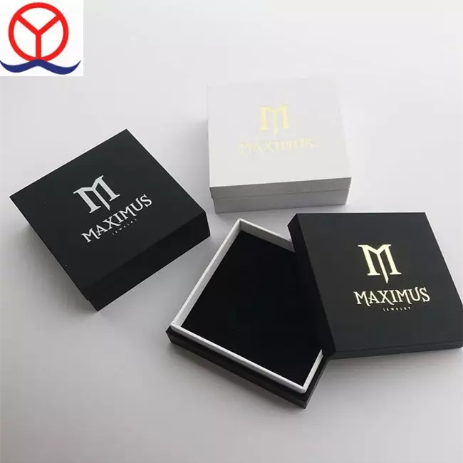 Square Cardboard Custom Design Hot Stamping Logo Small Luxury Matte Black Bridesmaid Gift Box