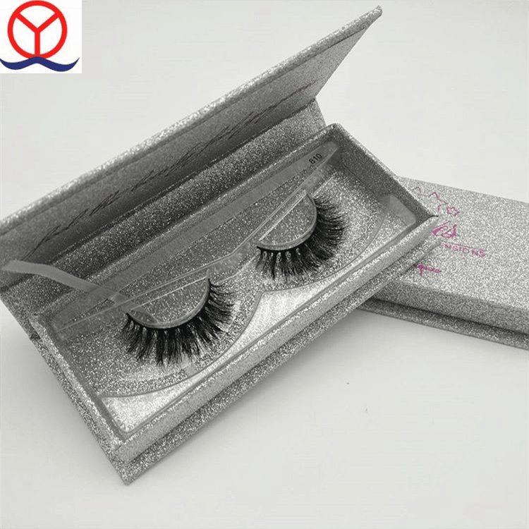 Custom Design Cardboard Sliver Clamshell Luxury Glitter Eyelash Packaging Box