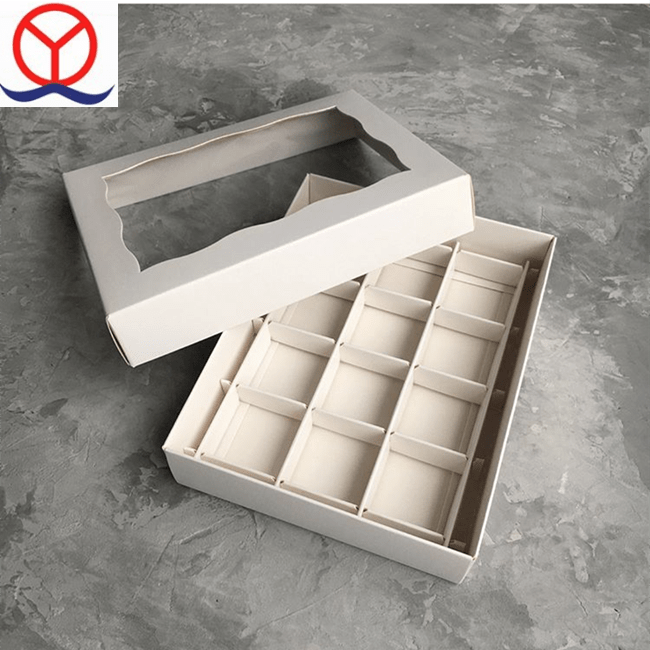 Bottom With Lid Custom Design Recycle Food Window Packaging White Gift Box With Compartments