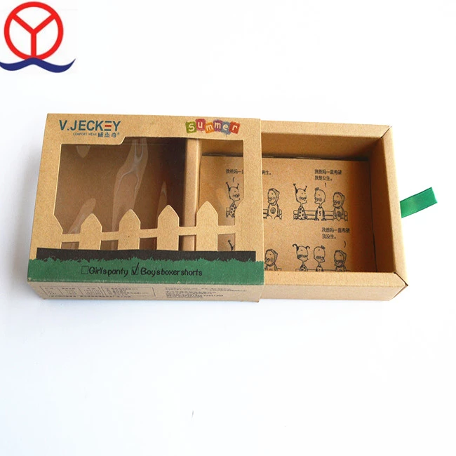 Custom Die Cut Window CMYK Printing Recycle Slide Out Kraft Paper Box Doll Clothes Packaging