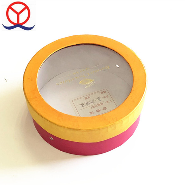 LARGE ROUND CARDBOARD PAPER CHOCOLATE GIFT HAT BOX CYLINDER PAPER TUBE WITH PVC WINDOW
