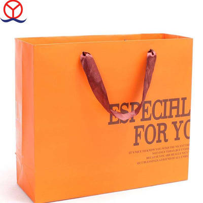 A5 Custom Design Handmade Luxury Orange Kids Gift Packaging Paper Bags