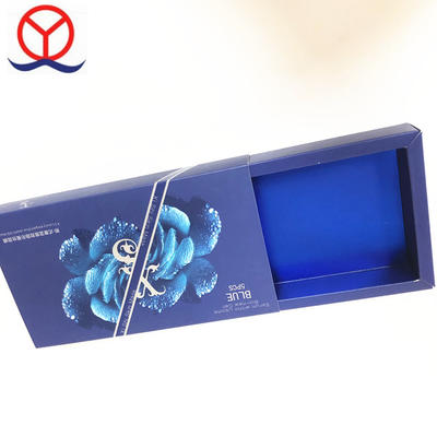 Blue Color Custom Design Large Size Corrugated Paper Material Accept Cosmetic Drawer Box
