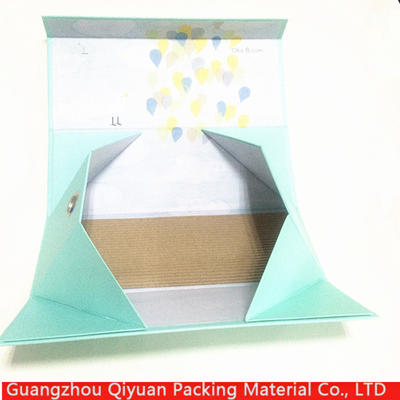 Fold over custom design flat shipping luxury cardboard paper royal blue gift boxes with flip lid