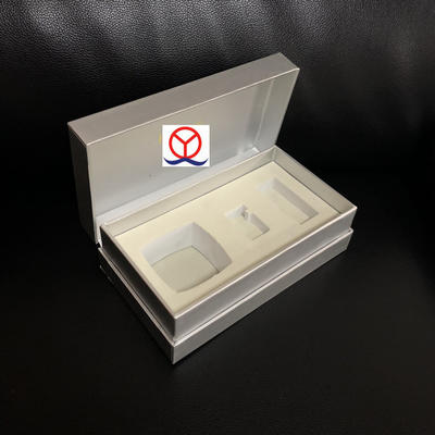 Luxury Handmade White EVA Insert cardboard customized wholesale silver box /silver paper box/silver foil paper box