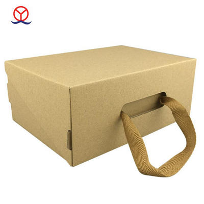 2017 Custom Design rope handle plain no printing wholesale eco-friendly Carton Kraft corrugated Shoe Box