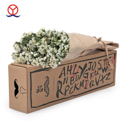 custom design recycled flat shipping cmyk printing wholesale brown kraft corrugated flower box