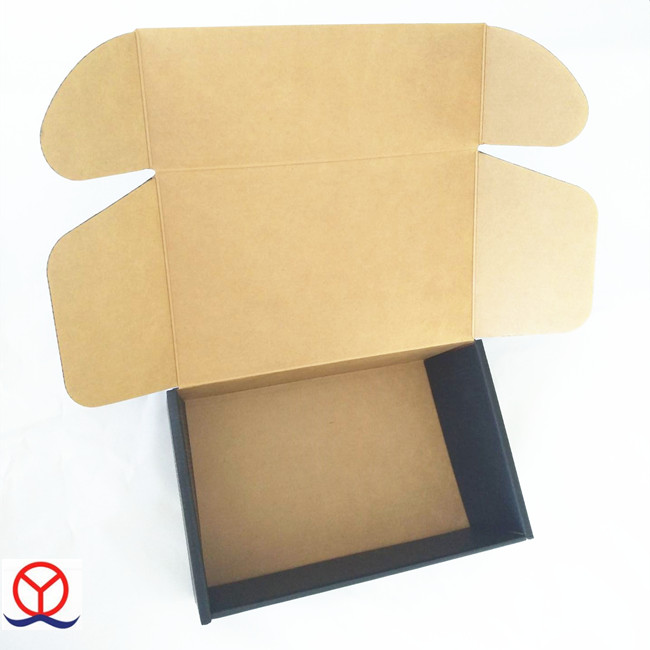 High quality double layer wholesale full colored recycled flat shipping packaging brown corrugated custom black mailer box