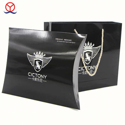 Custom Private white content logo wholesale cardboard paper packing pillow shaped gift packaging black glossy box