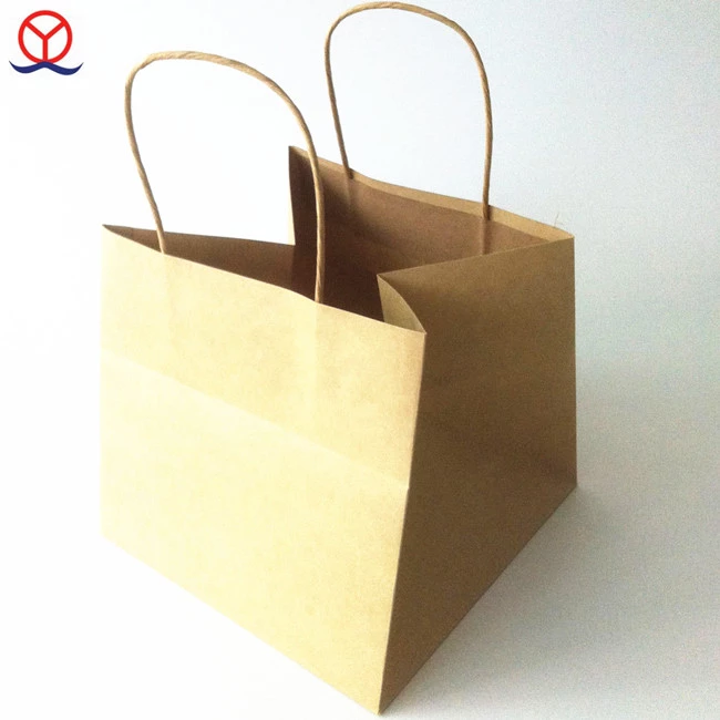 custom design rope handle recycled flat bottom wholesale brown kraft cake paper bag