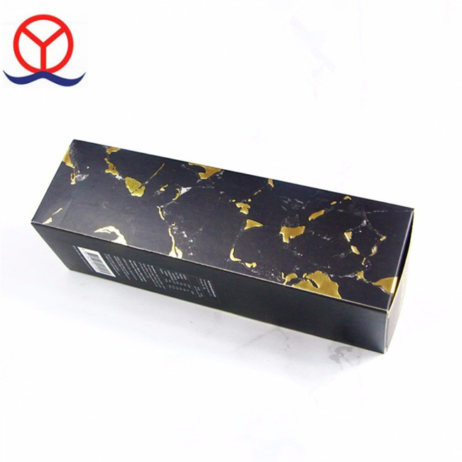 wholesale high quality Reverse tuck end flat shipping foldable carton box golden foiled custom black marble packaging box
